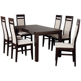 Stół rozkładany z 6 krzesłami tapicerowanymi do kuchni - Anmil Meble