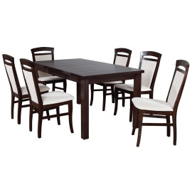 Stół rozkładany z 6 krzesłami tapicerowanymi Tolek