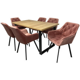 Stół loft Venus rozkładany z 6 krzesłami Rosa
