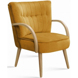 Fotel tapicerowany Aroy w stylu skandynawskim Żółty