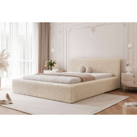 Łóżko Tapicerowane Fluffy 140x200 Kremowe Premium