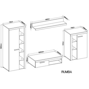 Meblościanka Rumba dąb lefkas - Anmilmeble.pl || Najlepsze meble do twojego wnętrza