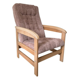 Pikowany Fotel LUX Różowy/Jasny Dąb - Anmilmeble.pl || Najlepsze meble do twojego wnętrza