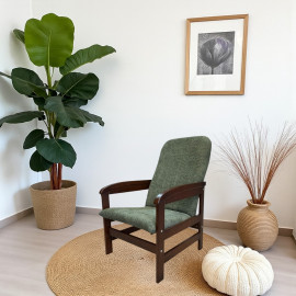 Gładki Fotel LUX Zielony/Orzech