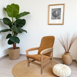 Gładki Fotel LUX Rudy/Jasny Dąb